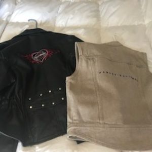 Harley Davidson Vest and moto Leather Jacket